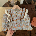 Camisa Infantil Feminina Floral Botões