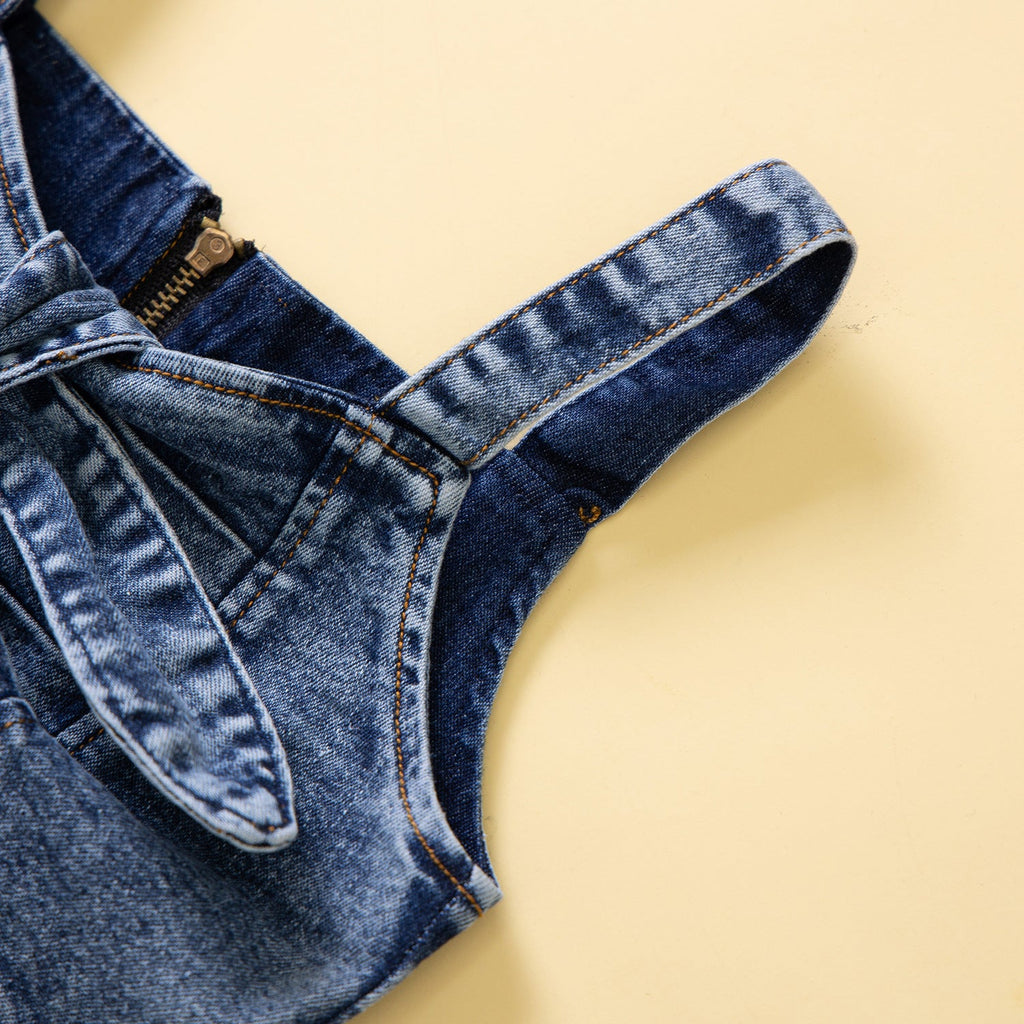 Conjunto Infantil Feminino Jeans Lacinho