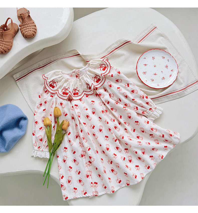 Vestido Infantil Laço Cerejinhas
