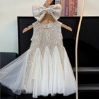 Vestido Infantil Brilhante Lacinho