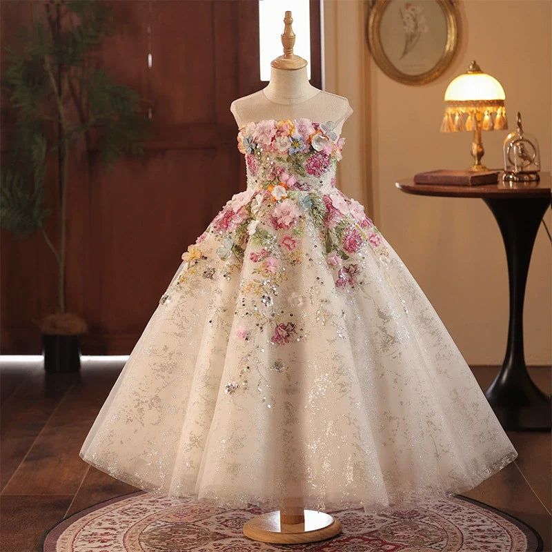 Vestido Infantil Longo Flores