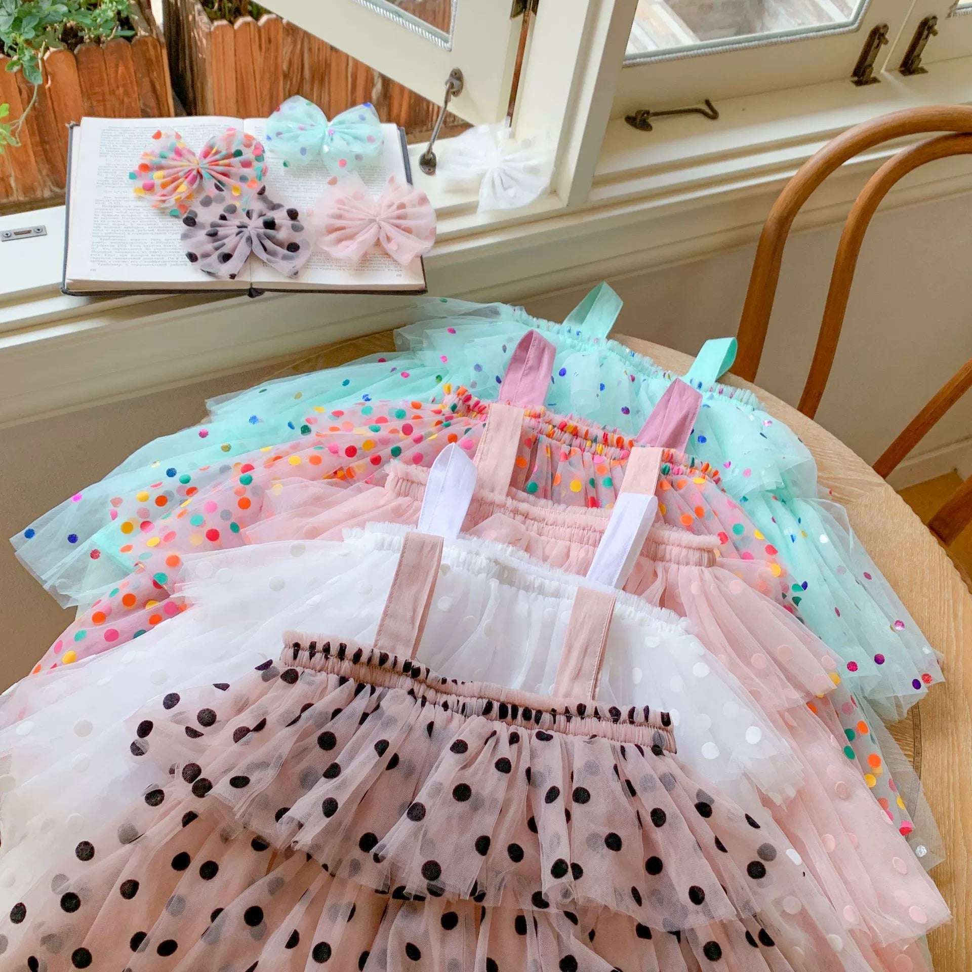 Vestido Infantil Tule Poá