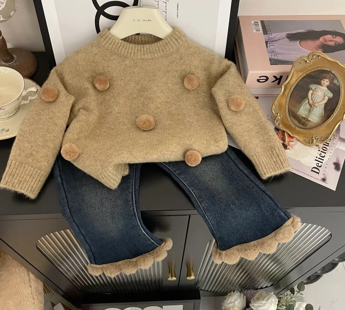 Conjunto Infantil Feminino Inverno Pompom