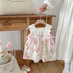 Vestido Infantil Floral Lacinho