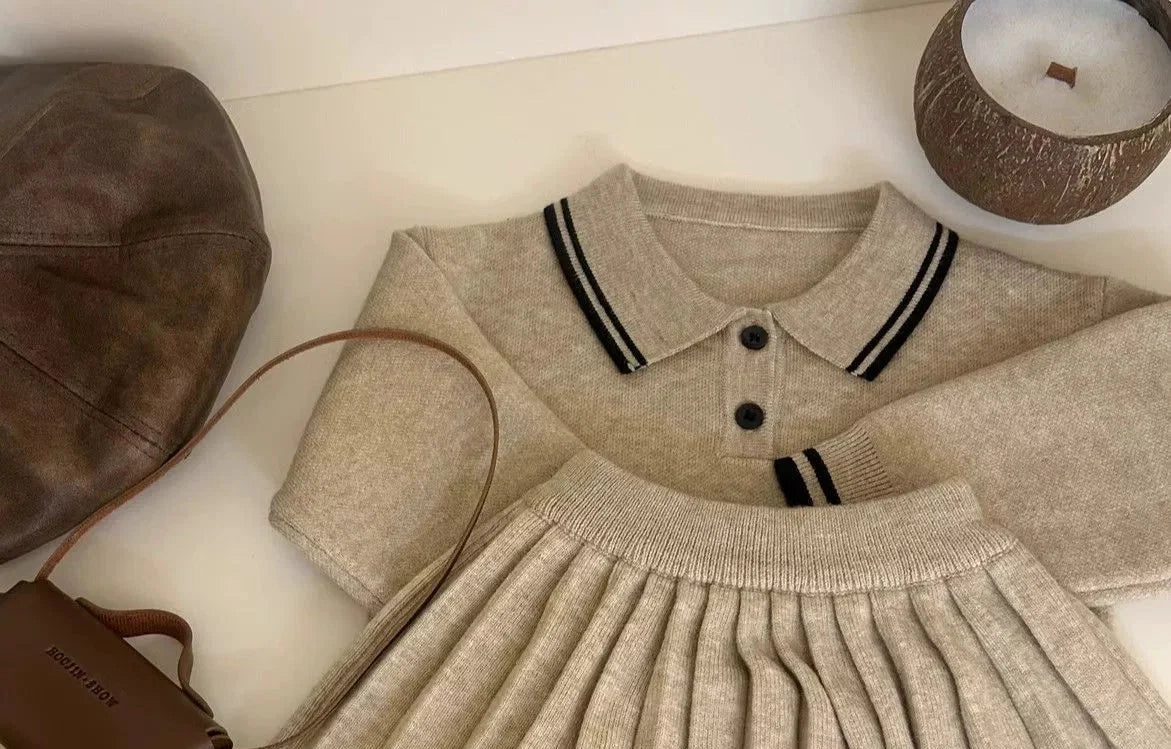 Conjunto Infantil de Tricô Polo Plíssadinha