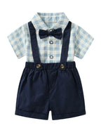 Conjunto Infantil Xadrez e Jardineira