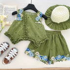Conjunto Infantil Feminino Verde Florzinhas