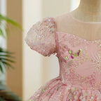 Vestido Infantil Rosa Lantejoulas