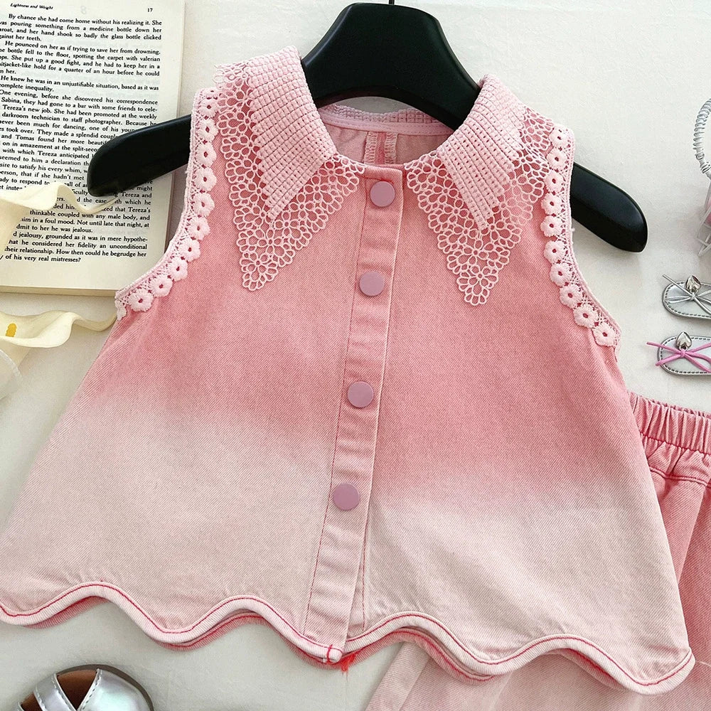 Conjunto Infantil Feminino Rendado Florzinhas