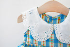 Vestido Infantil Xadrez Rendinha na Gola