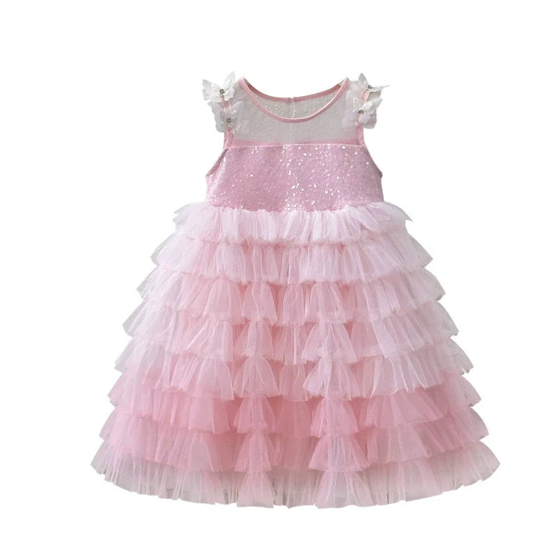 Vestido Infantil de Tule Alcinha Borboletas