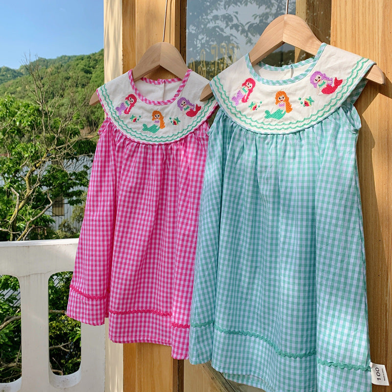 Vestido Infantil Xadrez Sereia