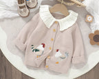 Cardigan Infantil de Tricô Galinhas