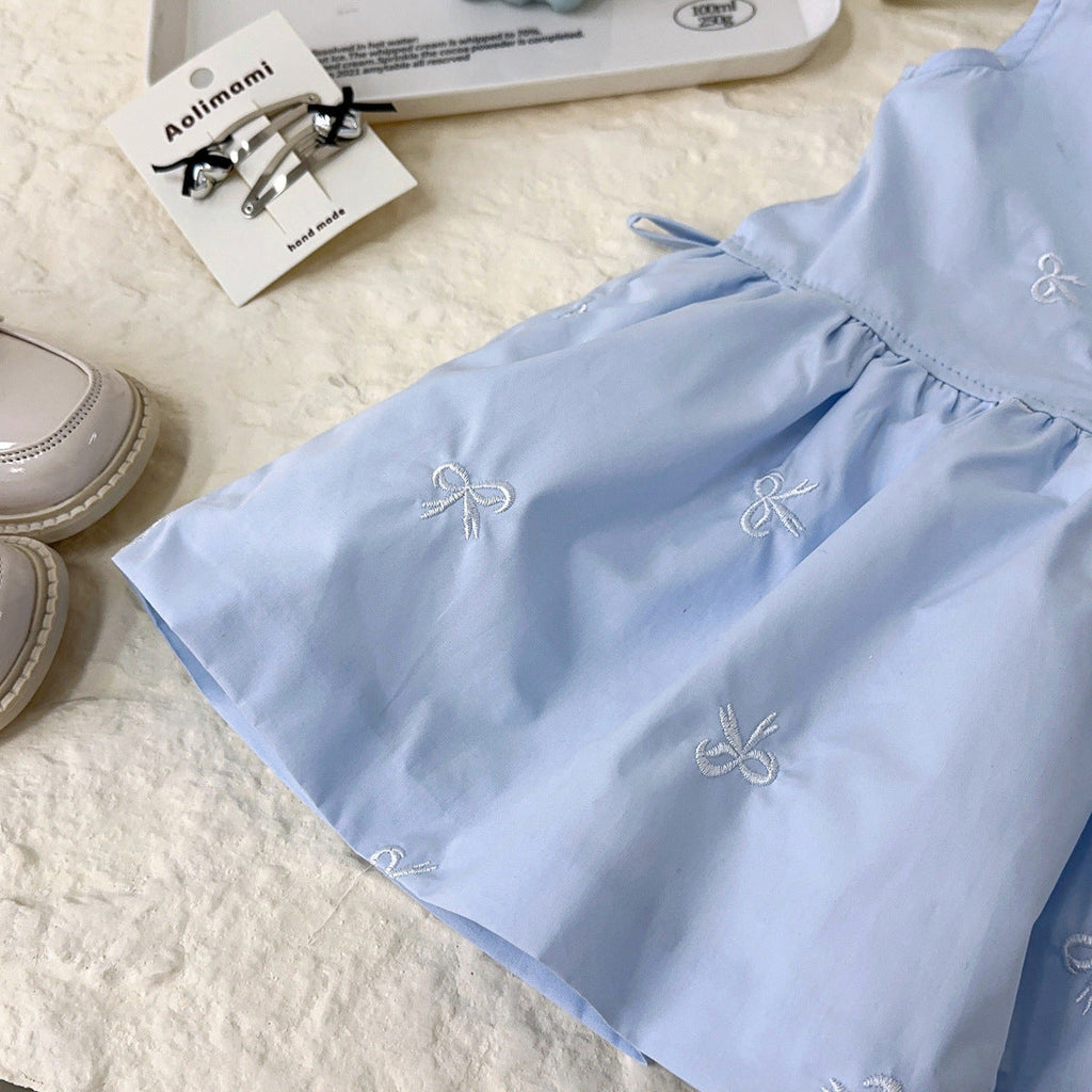 Vestido Infantil Azul Lacinhos