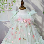 Vestido Infantil de Tule Flores