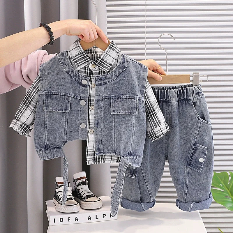 Conjunto Infantil Masculino Jeans 3 Peças