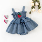 Vestido Infantil Jeans Moranguinho