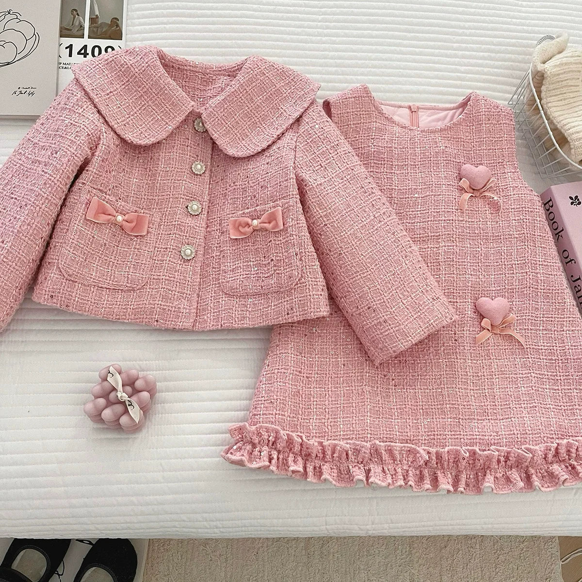 Conjunto Infantil Tweed Love Lacinho