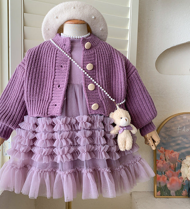 Conjunto Infantil Casaco + Vestido Tule
