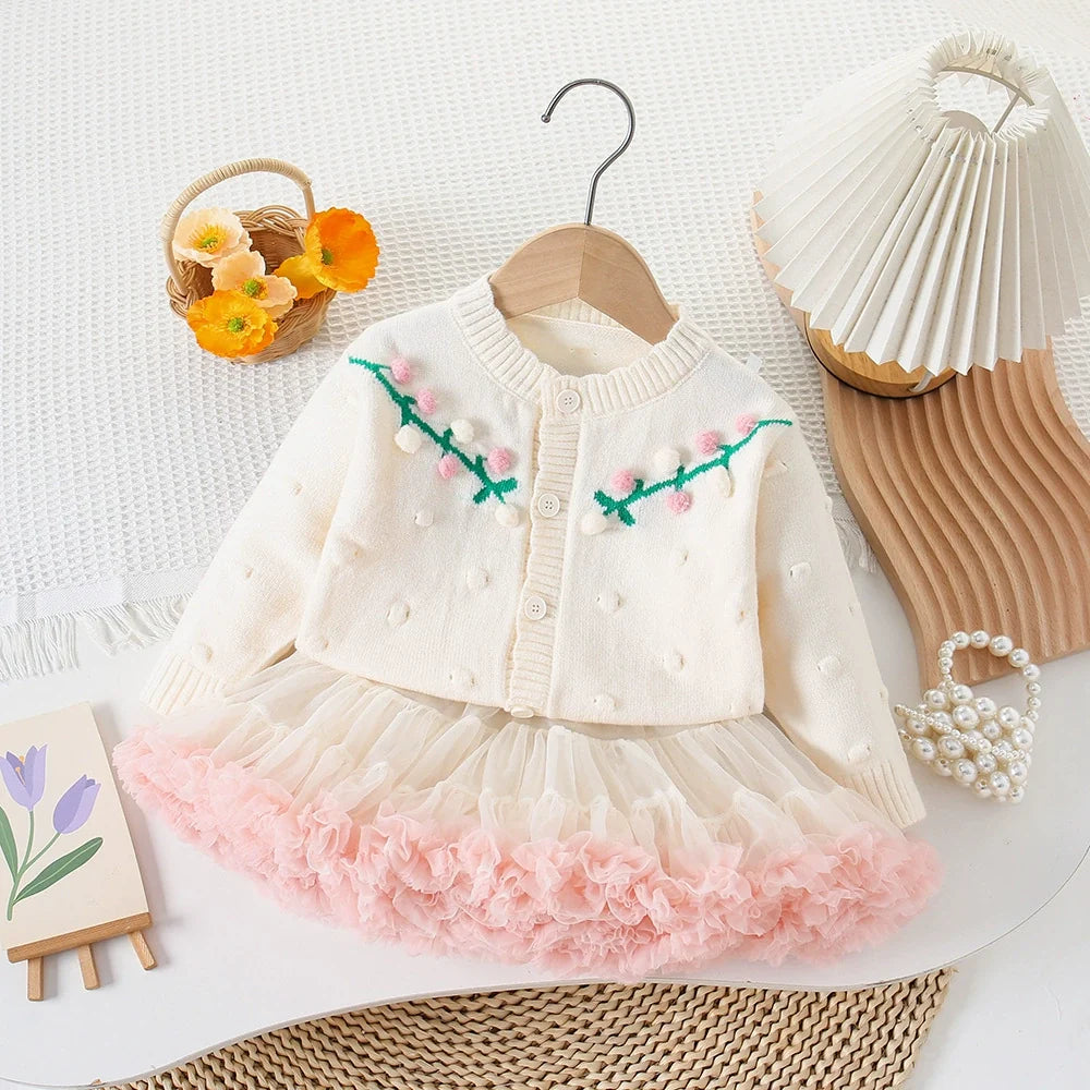 Cardigan Infantil Tricô Florzinhas