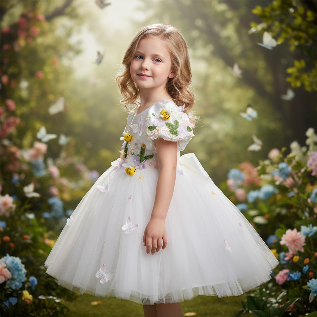 Vestido Infantil Branco Abelinhas