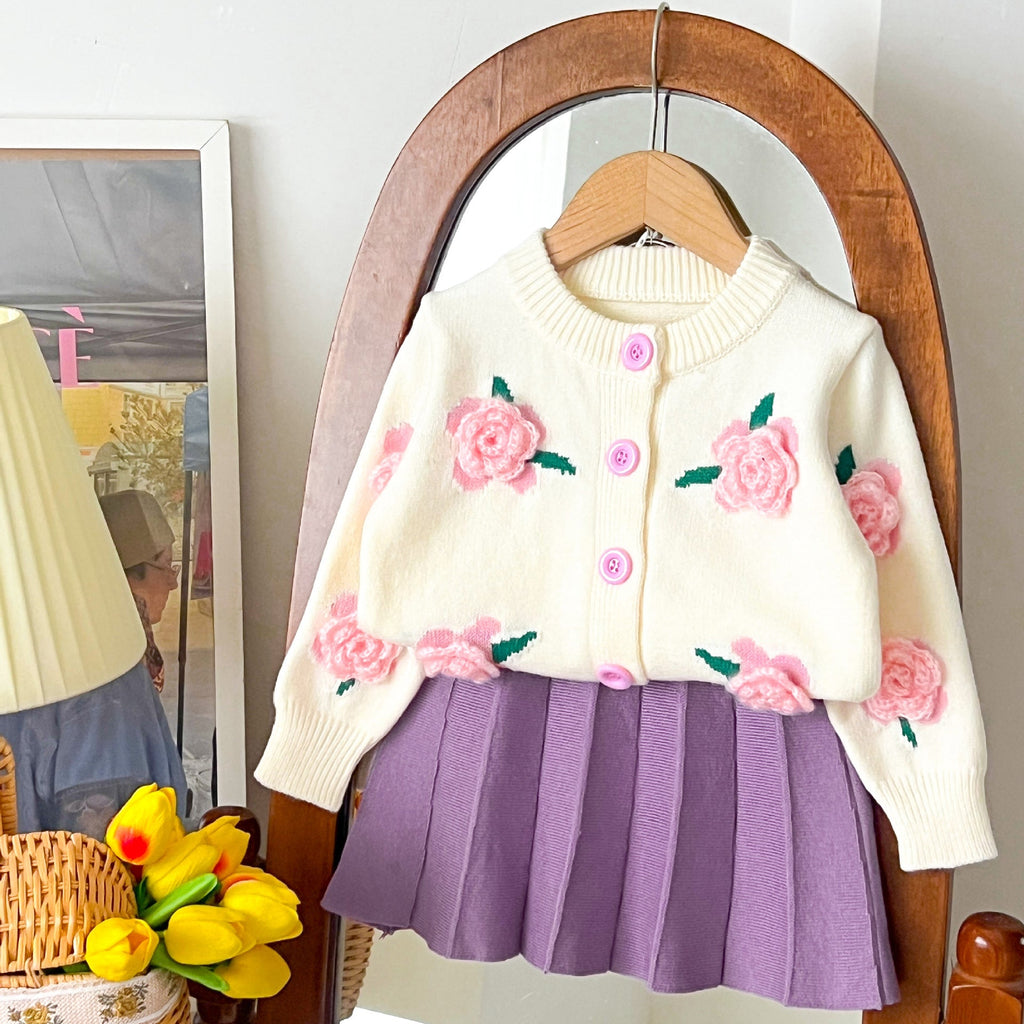 Conjunto Infantil Tricô Mussi Inverno Flores