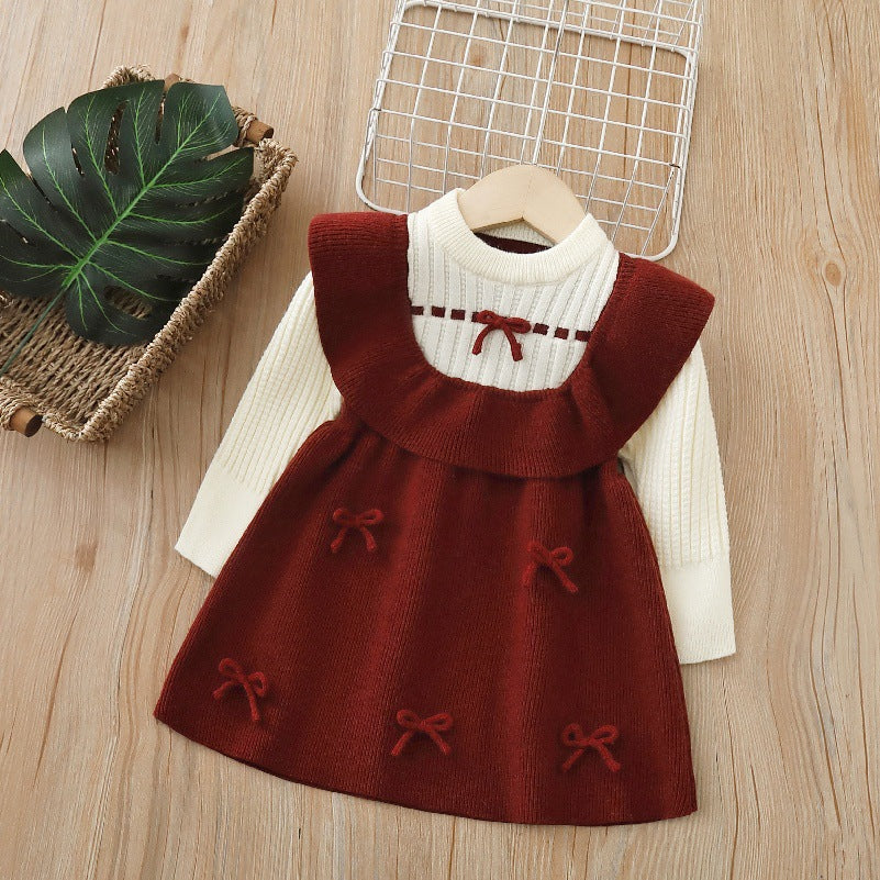 Vestido Infantil de Tricô com Lacinhos