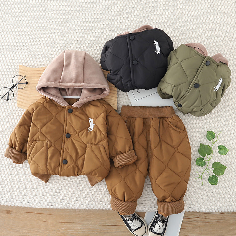 Conjunto Infantil  Inverno Bolsinhos com Capuz