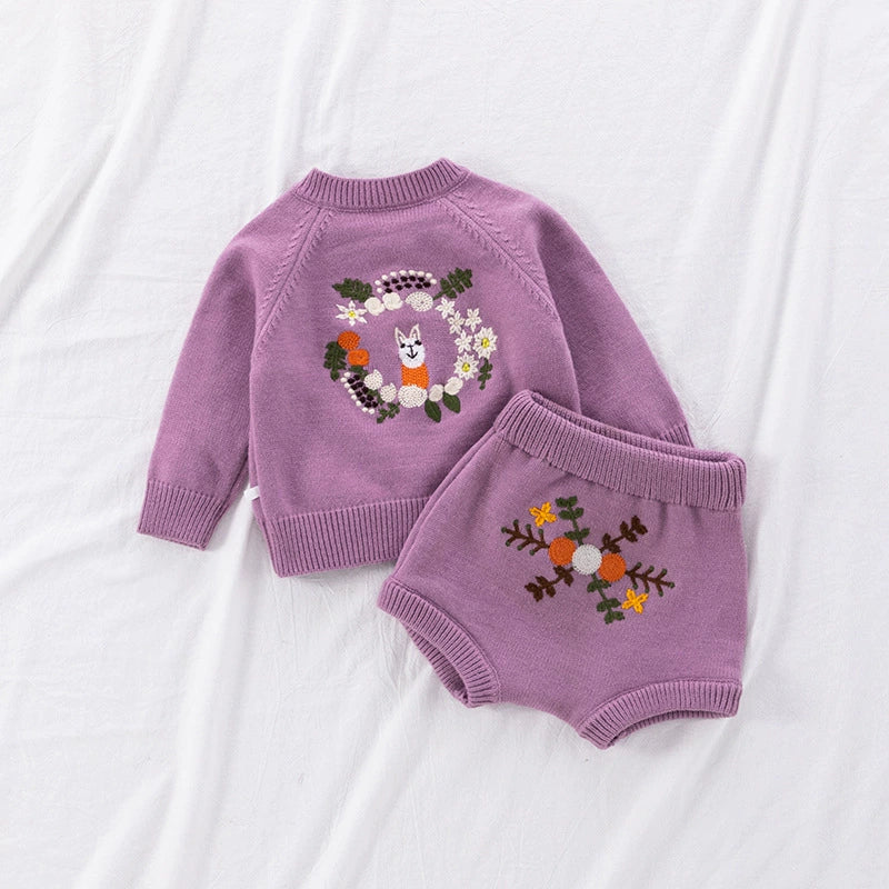 Conjunto Infantil Feminino Bordado Flores