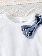 Conjunto Infantil Feminino Jeans e Pérolas