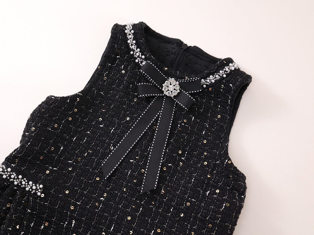 Vestido Infantil Preto Brilhante