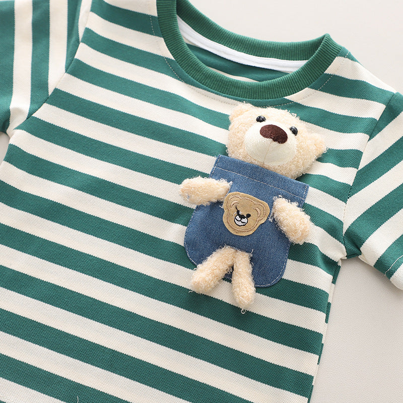 Conjunto Infantil Verão Lístras Ursinho