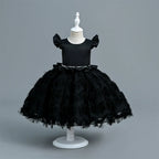 Vestido Infantil De Festa Tule Camadas e Plumas