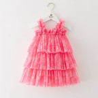 Vestido Infantil Tule Camadas com Flores