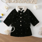 Conjunto Infantil Feminino Preto Pérolas