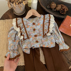 Camisa Infantil Feminina Floral Botões