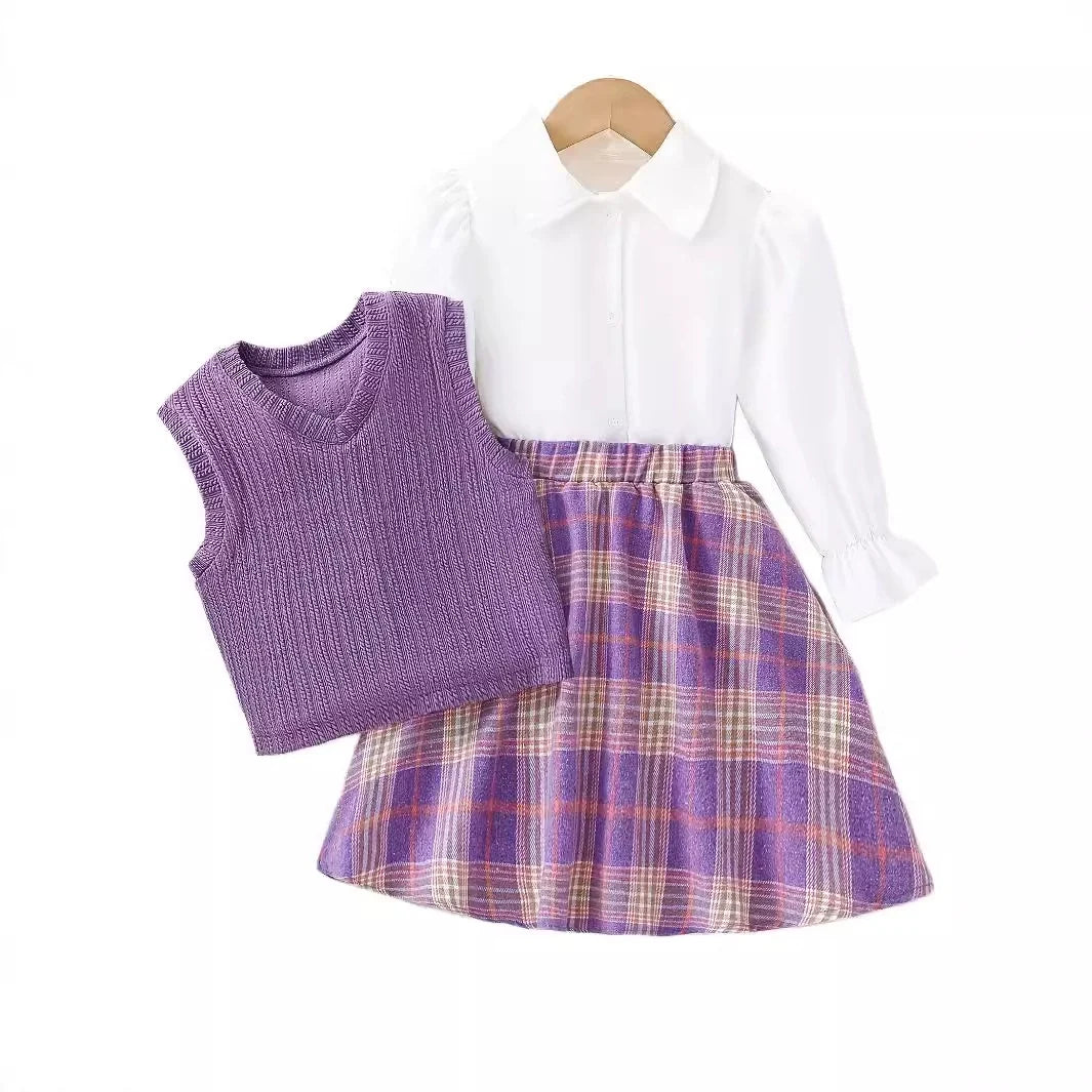 Conjunto Infantil Roxo Xadrez