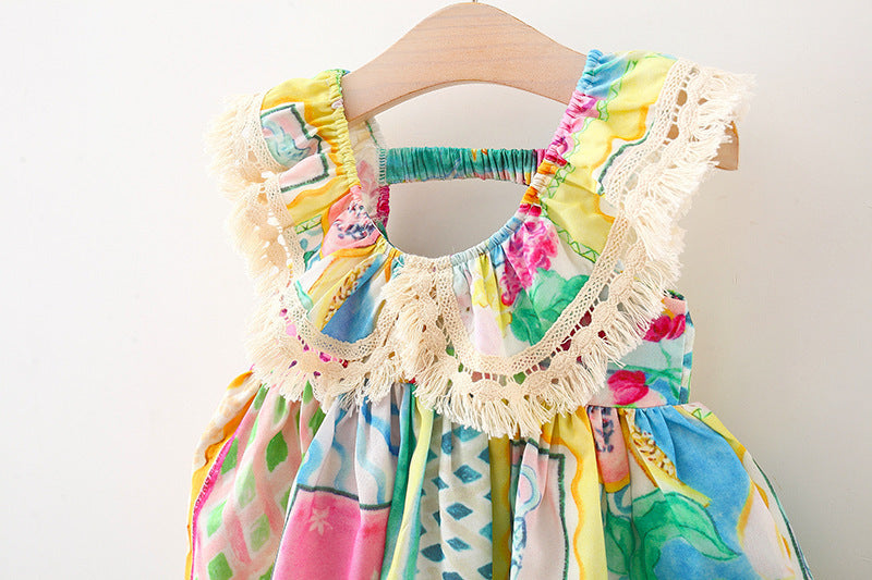 Vestido de Verão Colorido Plumas