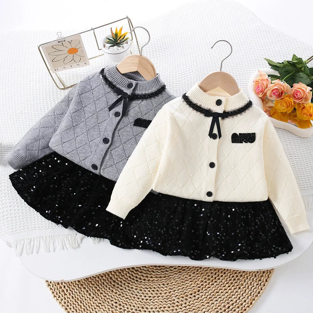 Conjunto Infantil Tricô e Brilhos