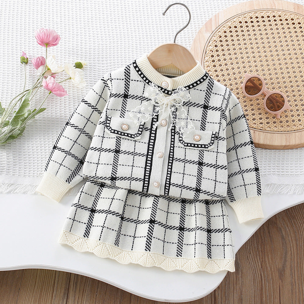 Conjunto Infantil Feminino Xadrez Lacinho