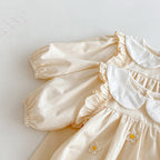 Body/ Vestido Infantil Bege Florzinhas