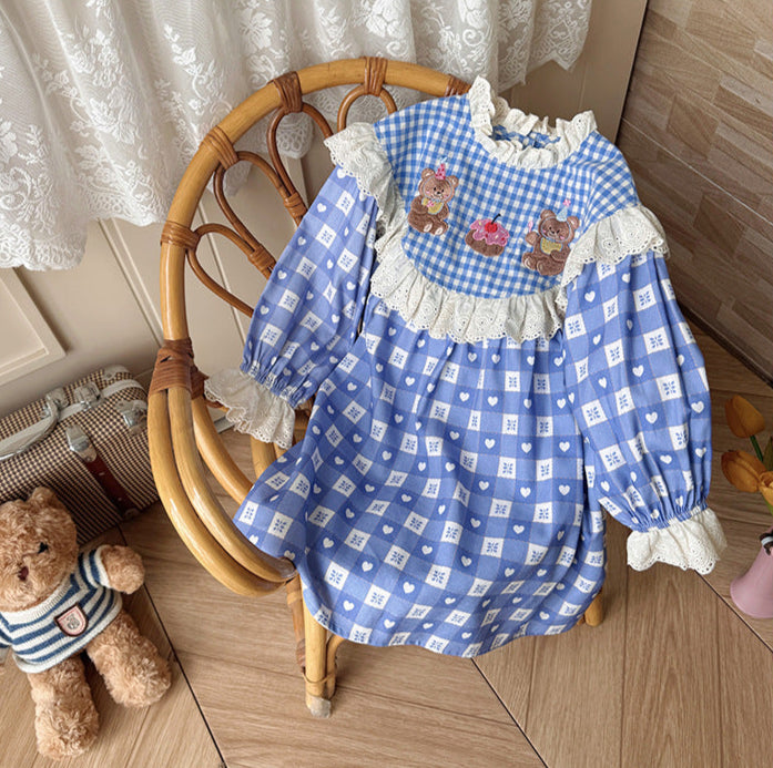 Vestido Infantil Corações Ursinhos
