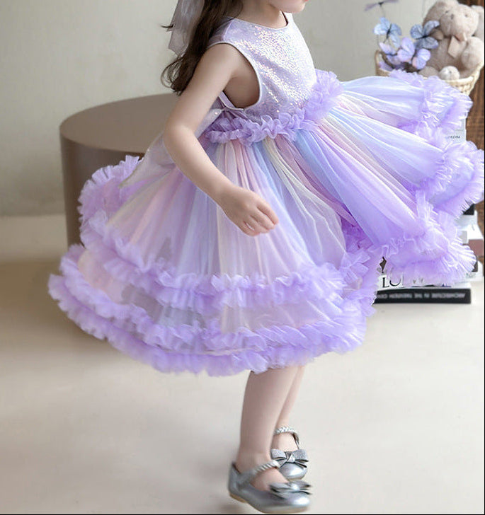 Vestido Infantil Tule Colors e Brilhos