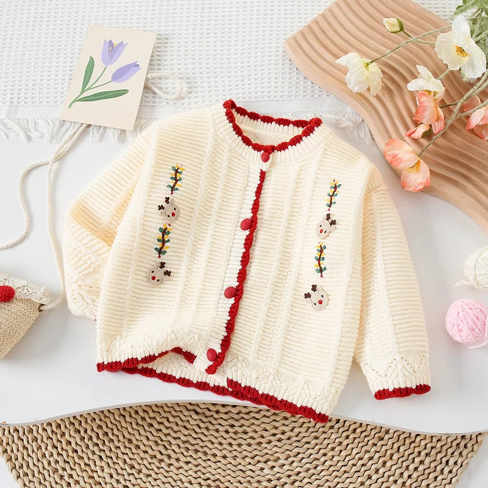 Cardigan Infantil Tricô Florzinhas