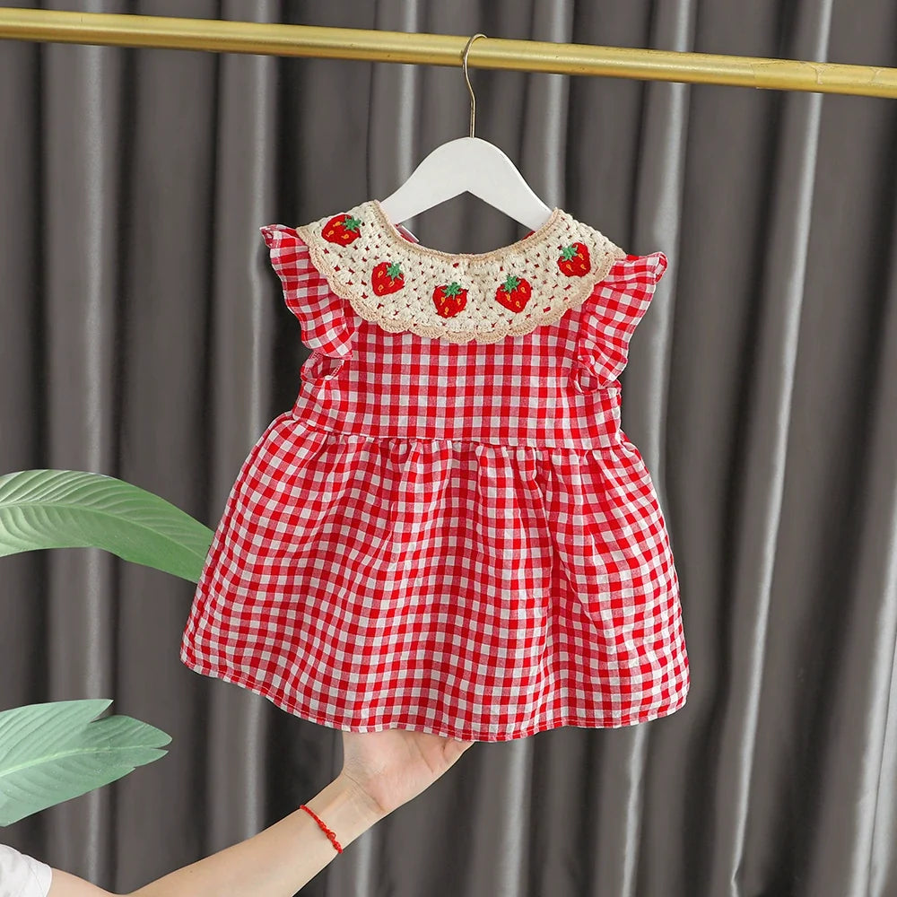 Vestido Infantil Xadrez Moranguinhos