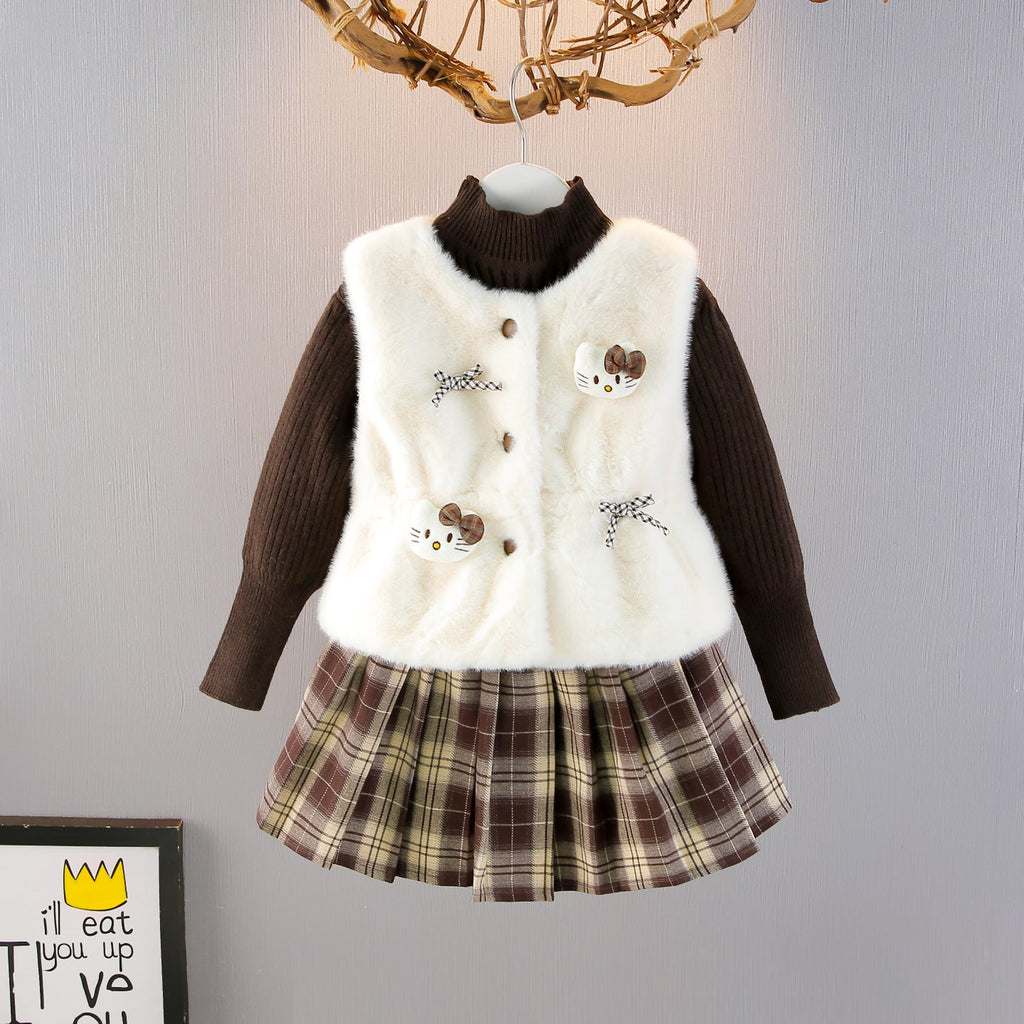 Conjunto Infantil Gatinha Xadrez