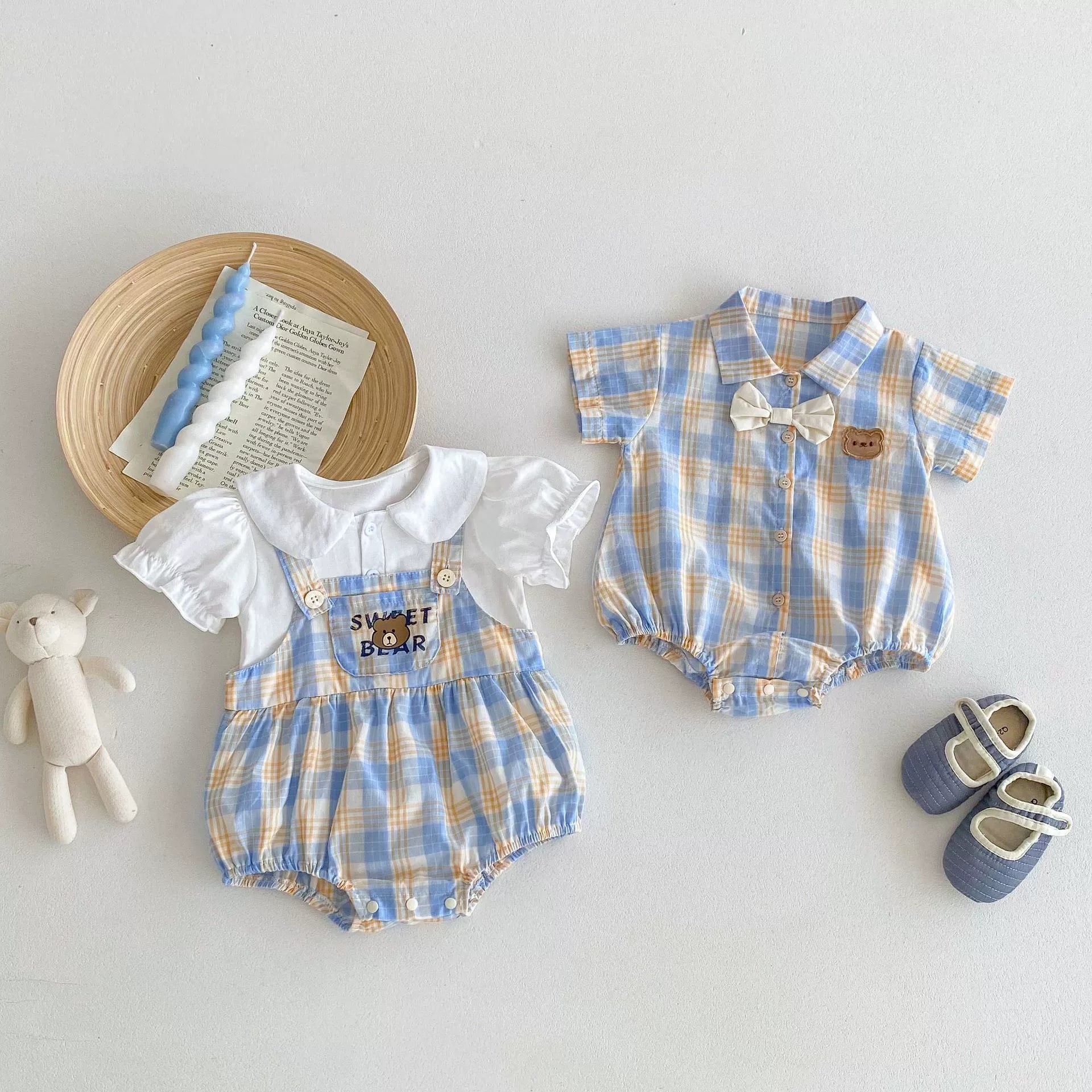 Body Infantil Xadrez Ursinho