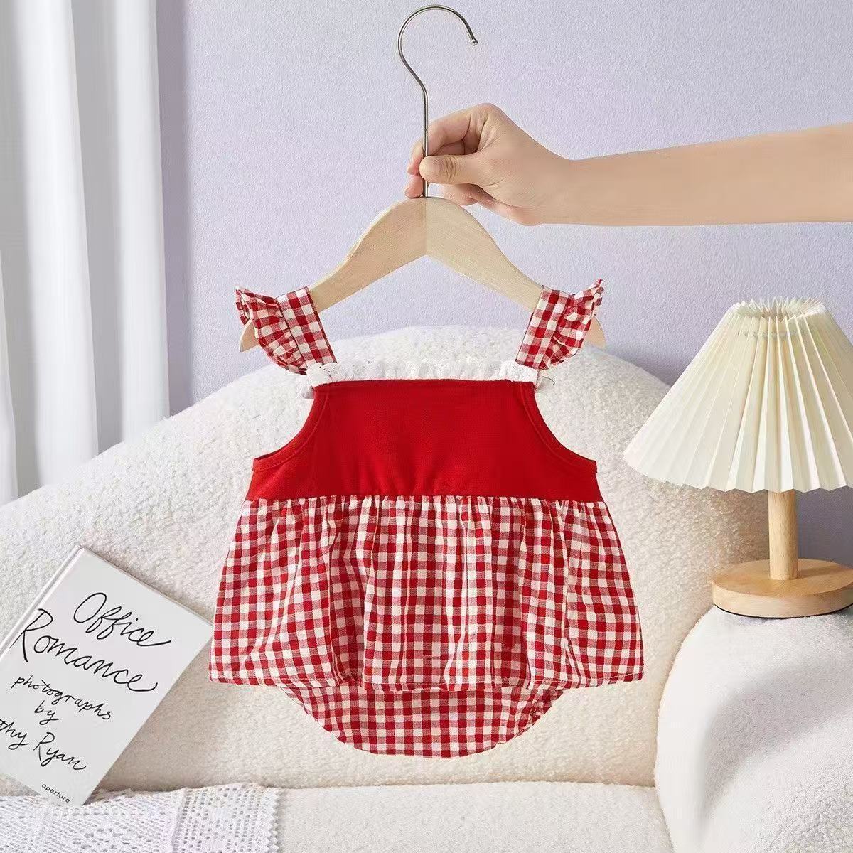 Body Infantil Xadrez Cerejinhas