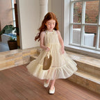Vestido Infantil Tule Alça Florzinhas