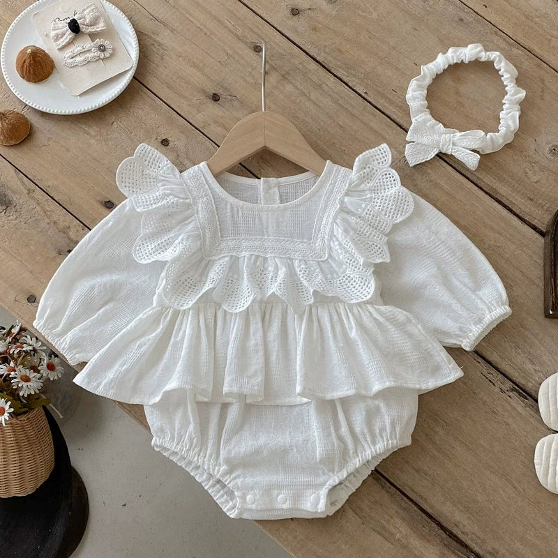 Body Infantil Branco Rendinha